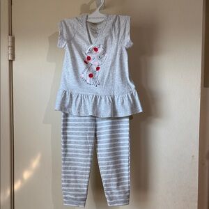 Cotton On Body Light Gray Pajama Set with Cat Design
